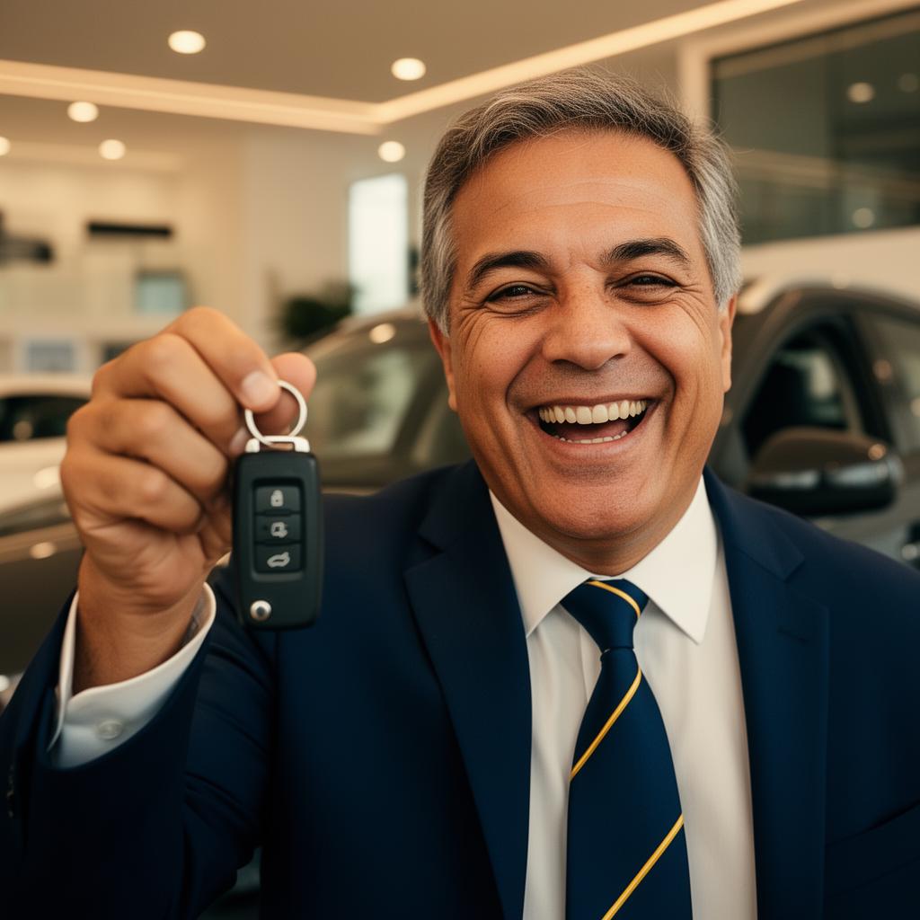 Cliente recebendo as chaves do carro